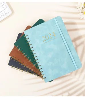 2024 Plánovač Notebooky Mesačné&Týždenný Notebook A5 Pu Kožené Kryt Plánovač/Denník/Denník Škole&Kancelárske Potreby Kancelárske Potreby Darček