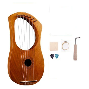 7 String Lýra Harfa Dreva Sláčikový Nástroj So Cestovná Taška Extra String Set A Accessaries Štýl