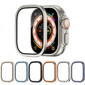 Tvrdené Sklo Ochranná Fólia pre Apple hodinky ultra 49 mm, Kovový Rám Screen Protector, Anti-Scratch Smart Hodinky, Príslušenstvo